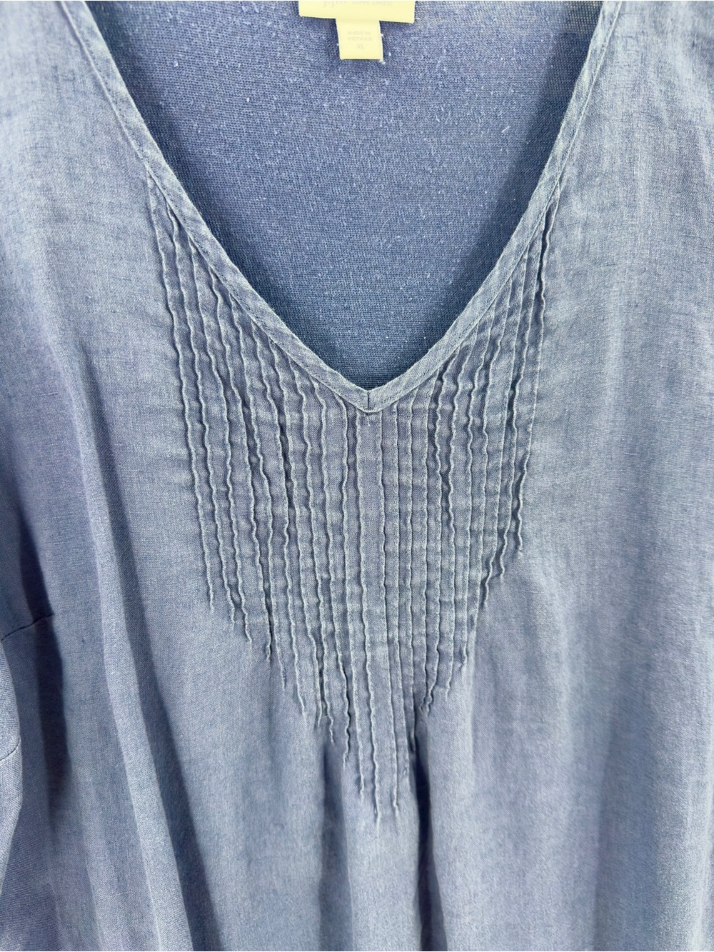 J Jill Love Linen Tunic Top Size XL Blue Mixed Media Nautical Beach Lagenlook - Picture 4 of 10